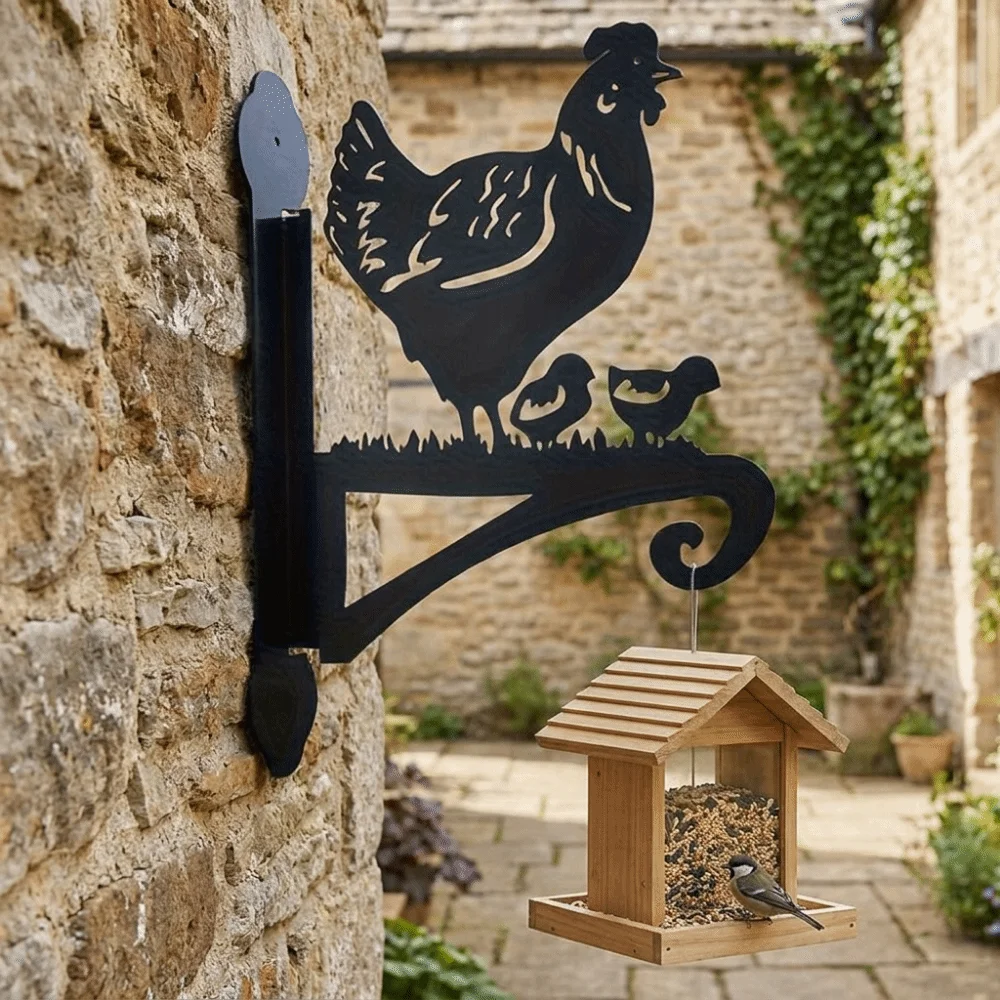 

Iron Hen Chicks Silhouette Hanging Bracket Heavy Duty Wall Mounted Metal Plant Hanger Decorative Rust-Resistant Wall Plant Hooks
