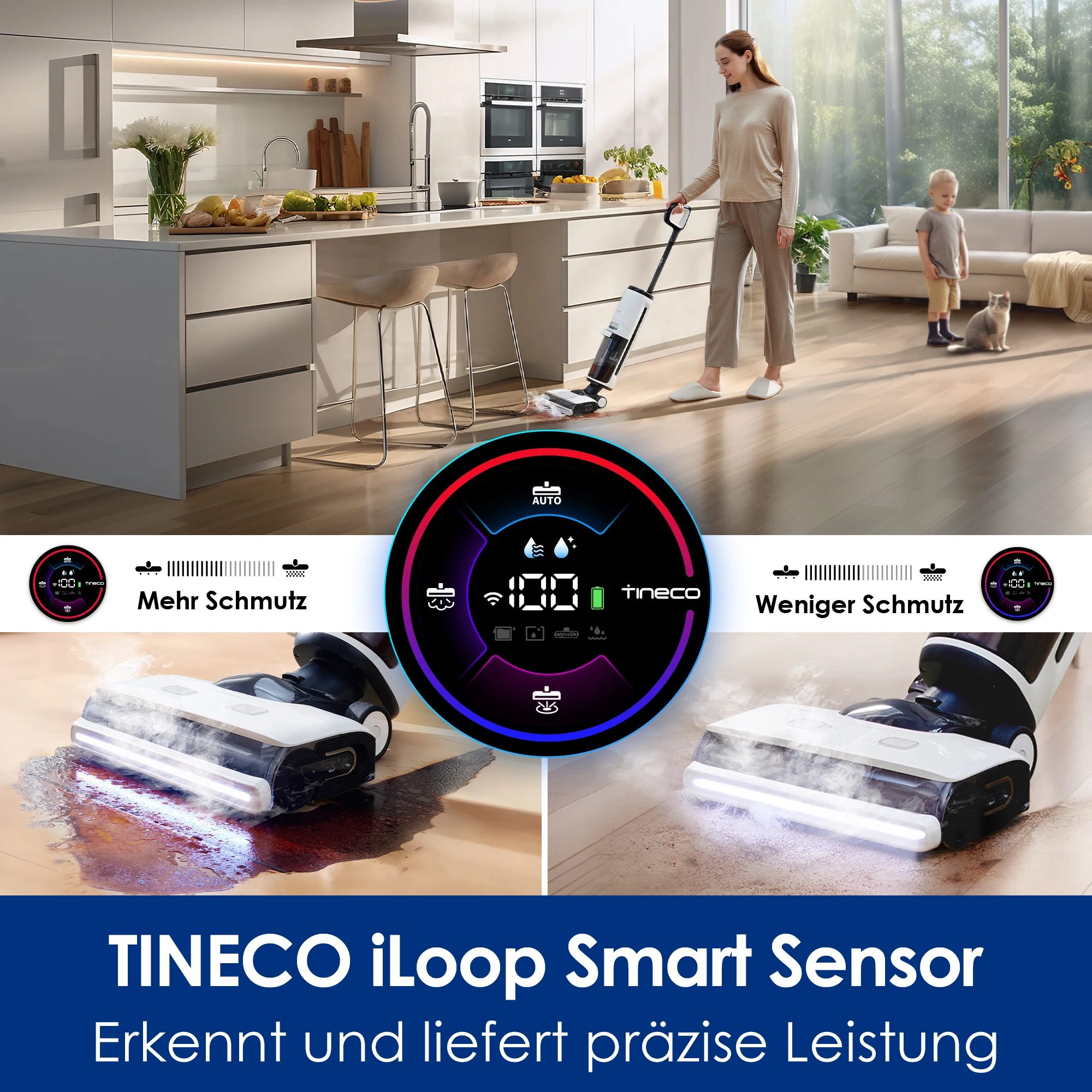 Tineco Floor One S7 Steam, limpiador de pisos a vapor inalámbrico para suciedad persistente en suelos duros, con filtro autolimpiante, limpieza de bordes, funcionamiento automático, ideal para niños/mascotas. 8
