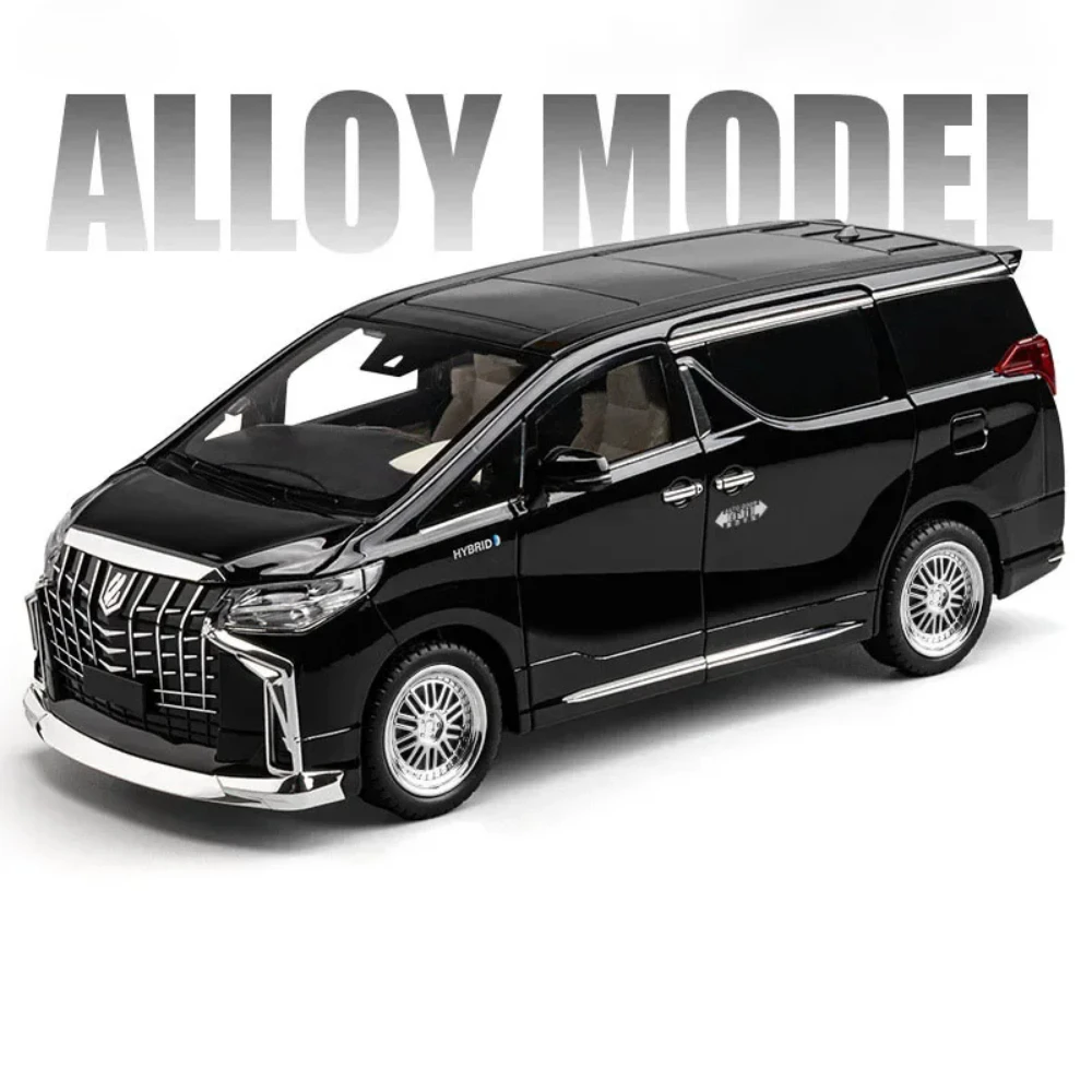 Duży model samochodu Alphard w skali 1:18, zabawka z automatycznymi drzwiami, odlewany metal, dźwięk i światło, pojazd biznesowy, dekoracja, prezent dla dzieci.