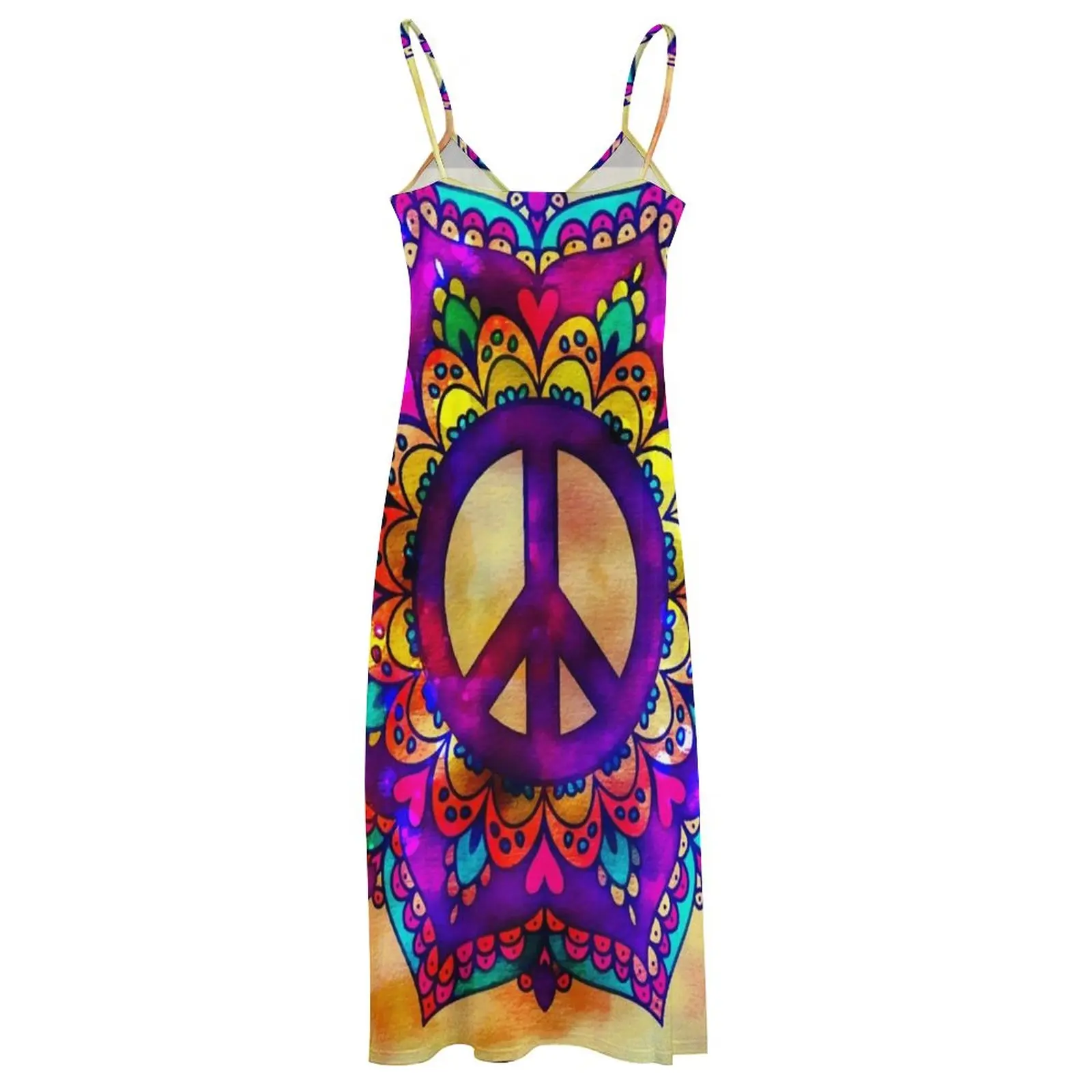 Flower Peace Mandala-vestido sin mangas para mujer, ropa de verano, 2024