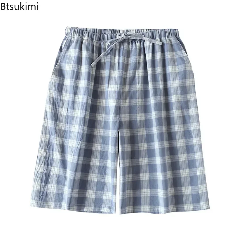 النوم الذكور السراويل بيجامة قيعان منقوشة ملابس منزلية جديدة الرجال منزل غير رسمي 100% 2023 السراويل القطنية ملابس خاصة فضفاضة تصميم طبقة مزدوجة