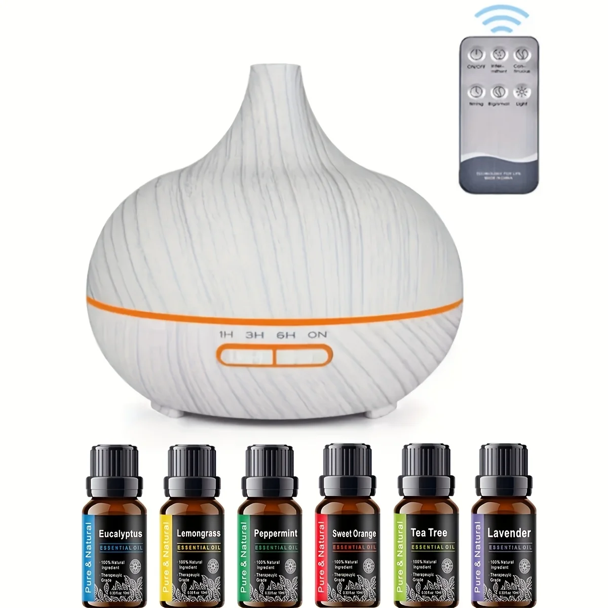 

550ml Essential Oil Diffuser with Soundwave Tech, Auto Shut-Off & 7 LED Colors, Remote Control Cool Mist Humidifier for Home & O