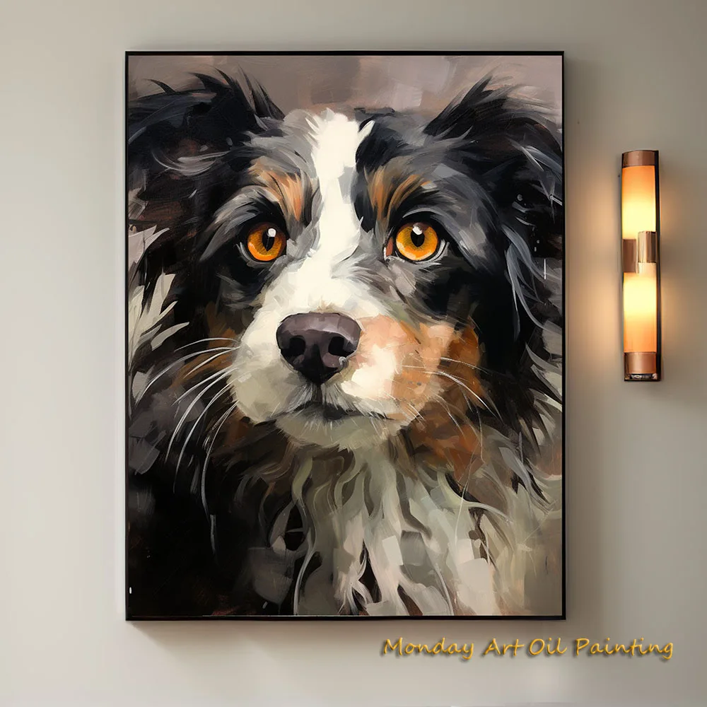 Hand Painted Custom Dog Oil Painting from Photo Art Commission Pet Portrait on Canvas Framed Wall Art Room Decor Memorial Gifts