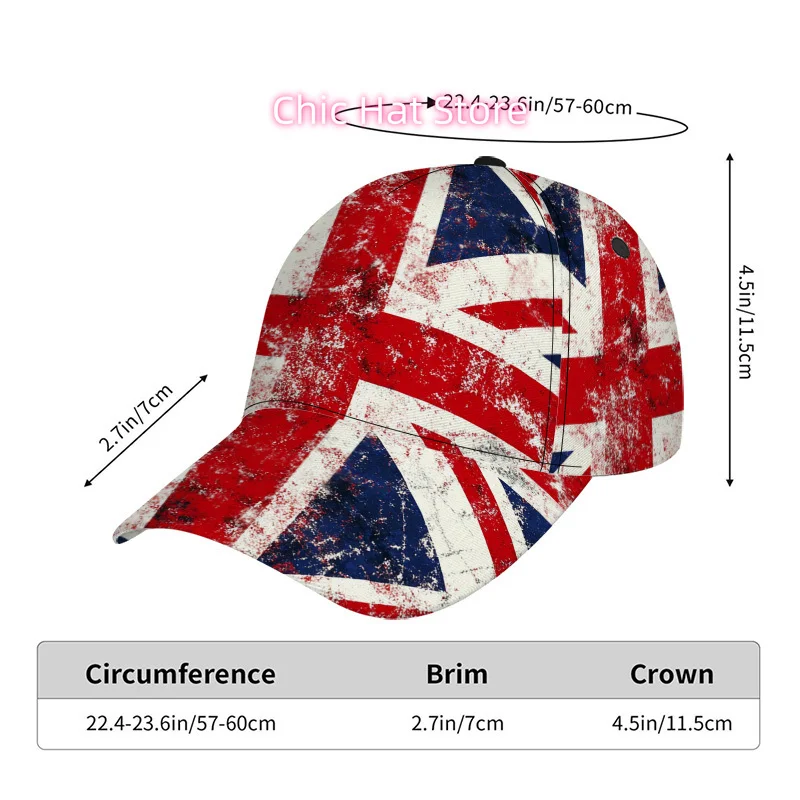 1pc of a Classic Baseball Cap Featuring a Union Jack Design - a Trendy Duckbill Hat That Is Adjustable, Lightweight, And Comfort