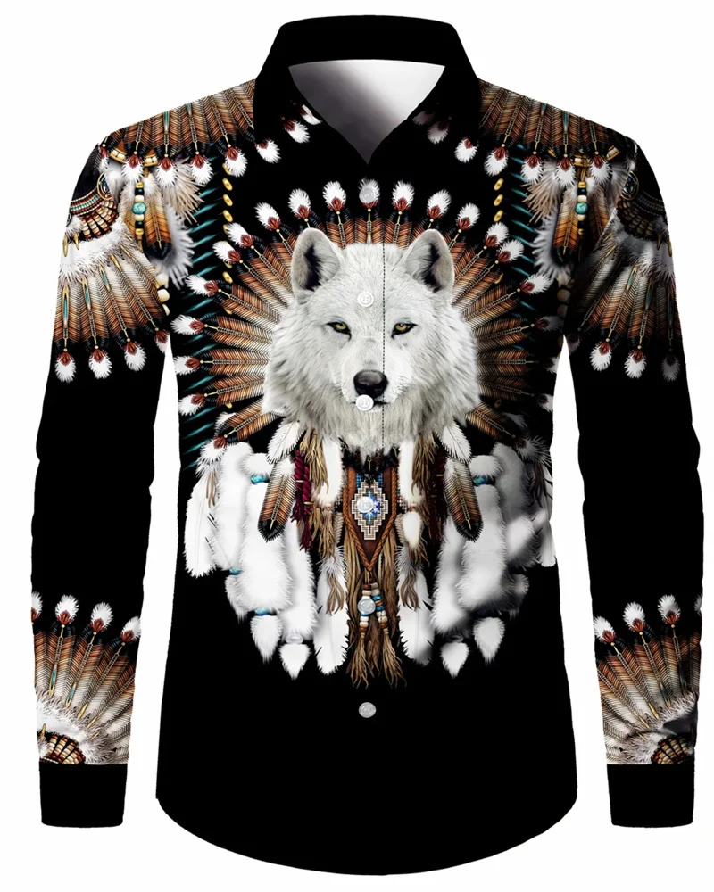 Men's Button Long Sleeve Shirt Brand New Vintage Fashion Casual Collar And 3D Notes Printed Top Spring Autumn