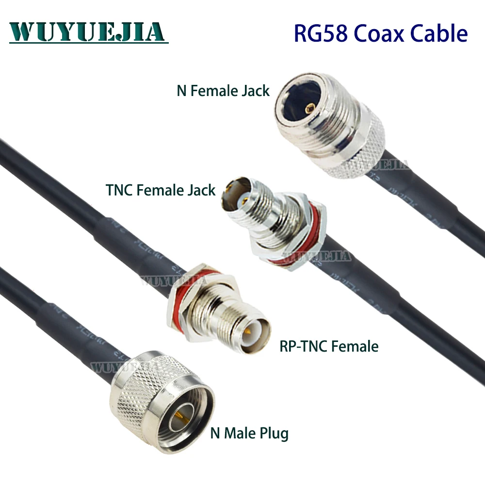 RG58 Coax Cable L12 TNC Female Bulkhead to SL16 N Male Plug Connector WiFi Antenna Extension Low Loss RF Coaxial Cable 10CM-30M