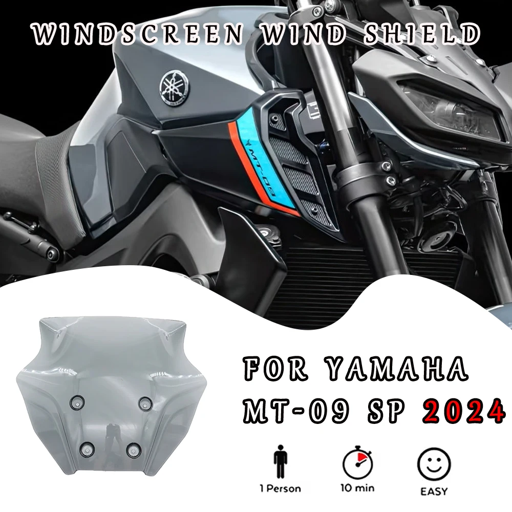 

Для YAMAHA MT-09 2024-новые аксессуары для мотоцикла, ветрозащитный дефлектор из поликарбоната, лобовое стекло, защита от ветра, три входа-вы