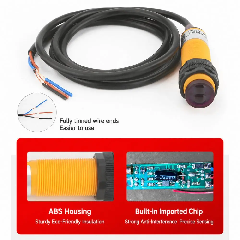 1Pcs E3F-DS30 Diffuse Reflection Photoelectric Switch 30cm Detection Range Adjustable Sensitivity Proximity Sensor Switch