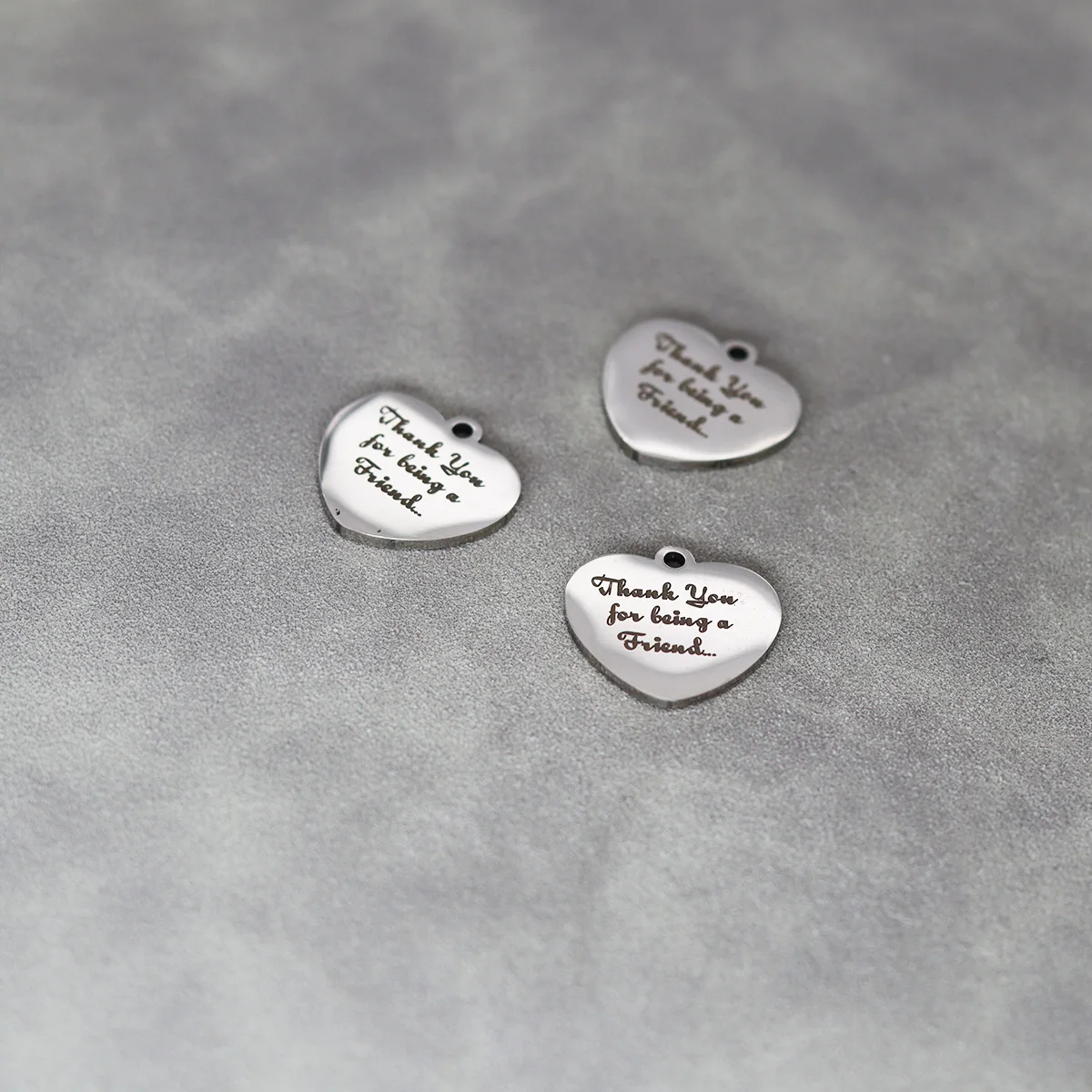 3Pcs/lot Thank You For Being A Friend Laser Engraved Heart-shaped Stainless Steel Charm Pendants For Jewelry Making Diy