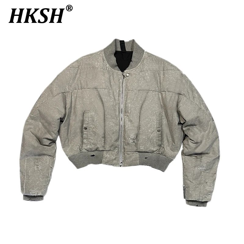 HKSH Autumn Winter New Men's Tide Punk Waste Land Dark Heavy Vintage Pilot Down Jacket Loose Thick Trend Chic Padded Coat HK3660