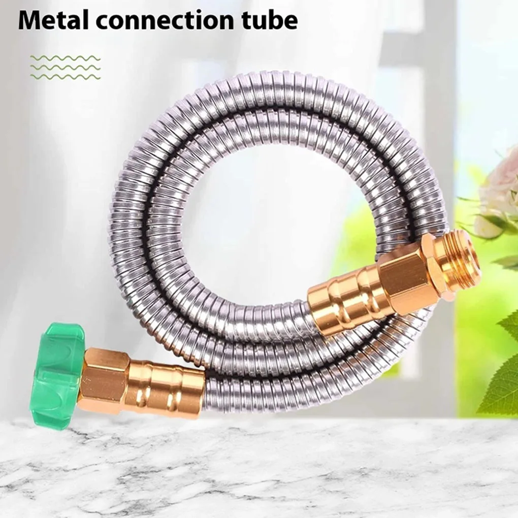 

1/3FT Short Garden Hose Metal Leakproof Leader Hose Universal Fit Secure Connection Garden Watering Stainless Steel Flexible
