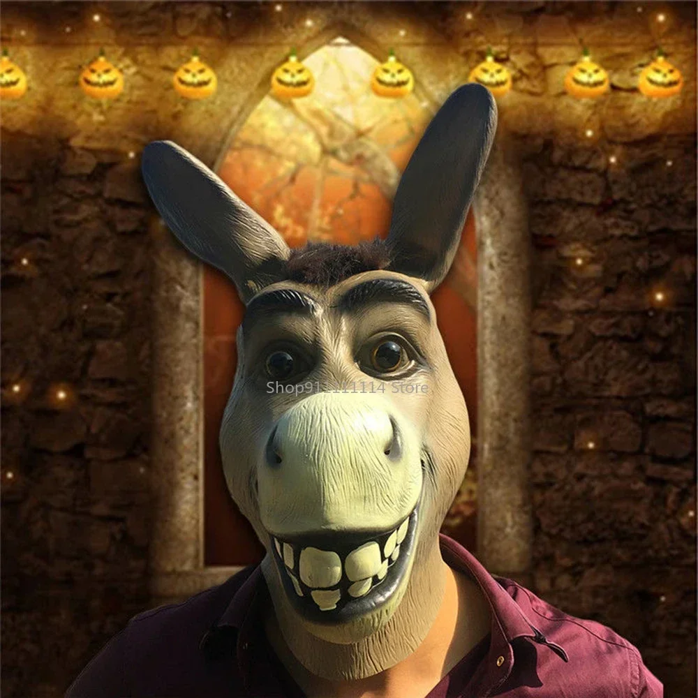 Halloween Creepy Funny Latex Donkey Horse Head Adult Animal Mask Cosplay Zoo Props Party Festival Costumes Mask Christmas Props 2