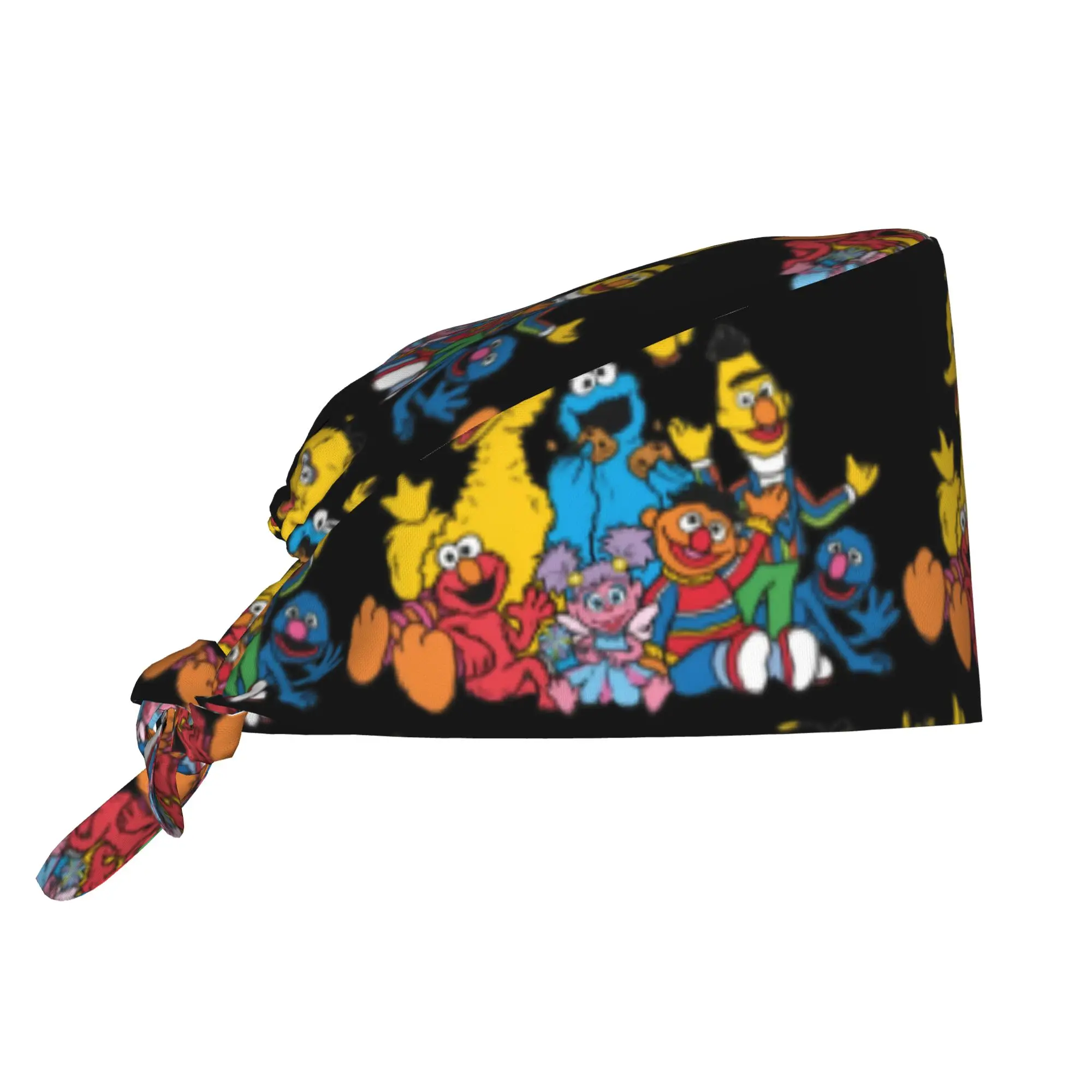 Custom Cookie Monster Medical Staff Scrubs Hat Unisex Cartoon Doctor Nursing Surgical Cap Scrub Caps