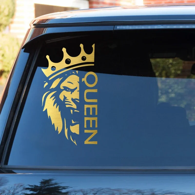

Lion Crown Vinyl Decals - Waterproof Heavy Duty Car Stickers for Trucks/SUVs - Royal Auto Decor for Bumper/Rear Window