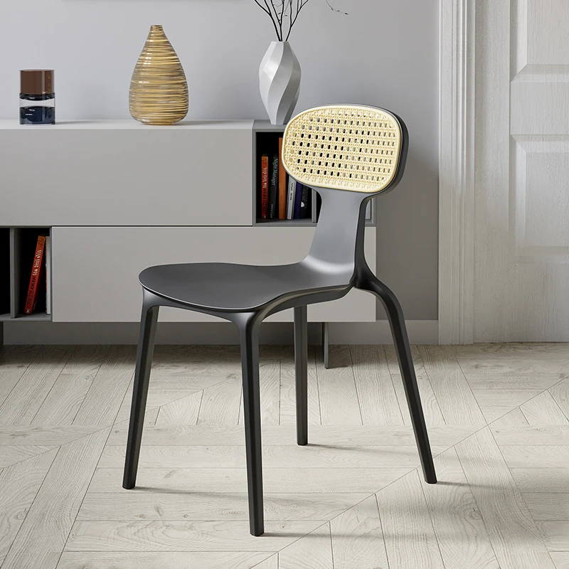 

Designer Nordic Dining Chair Modern Simple Restaurant PE Rattan Dining Chair Bedroom Dresser Makeup Home Furniture Cadeira FYDC