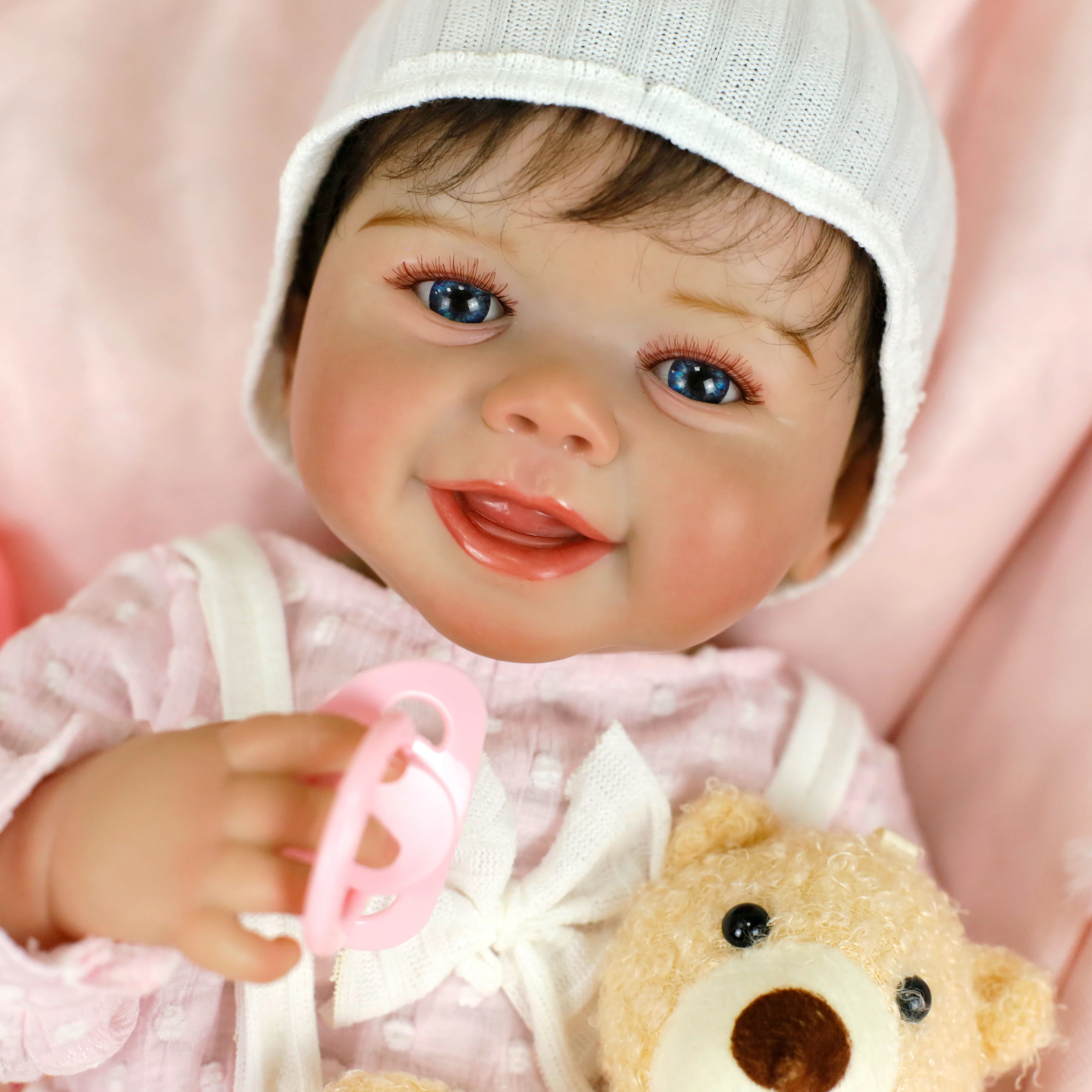 19 بوصة واقعية تولد من جديد دمية طفل إيمي فتاة مع الشعر الجذور الوليد ثلاثية الأبعاد الجلد مرئية الأوردة اليدوية لعبة هدية الكريسماس للفتيات #2