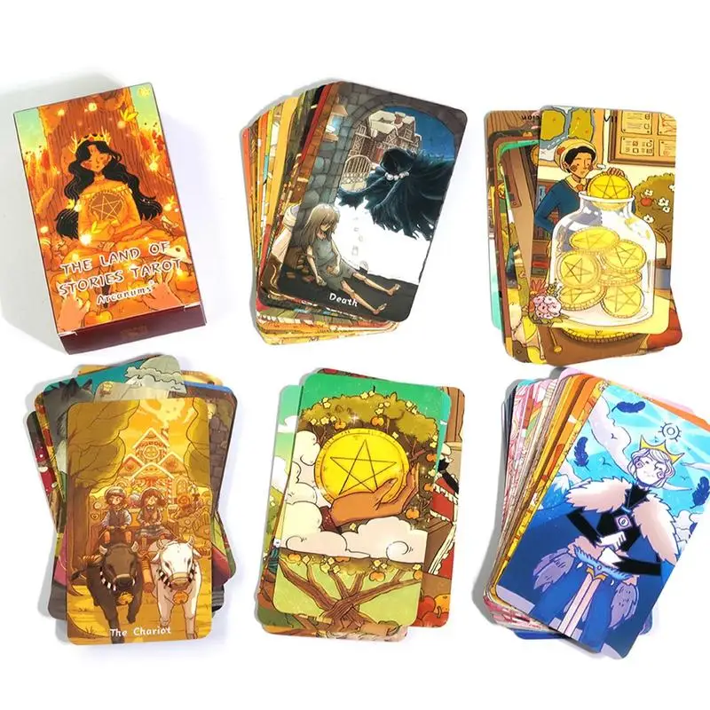 Tarot a terra do destino, 78 cartas, oráculo, versão em Inglês, adivinhação, festa familiar, mesa de jogos