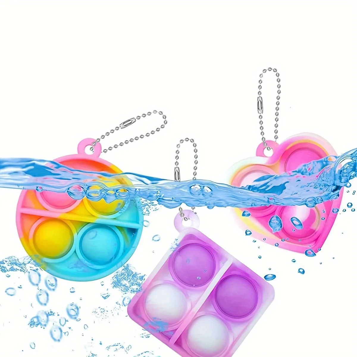 

H-Mini Fidget Toy Keychain, Stress Relief Finger Pop It Toy, Small Portable Keyring Pendant Q2614