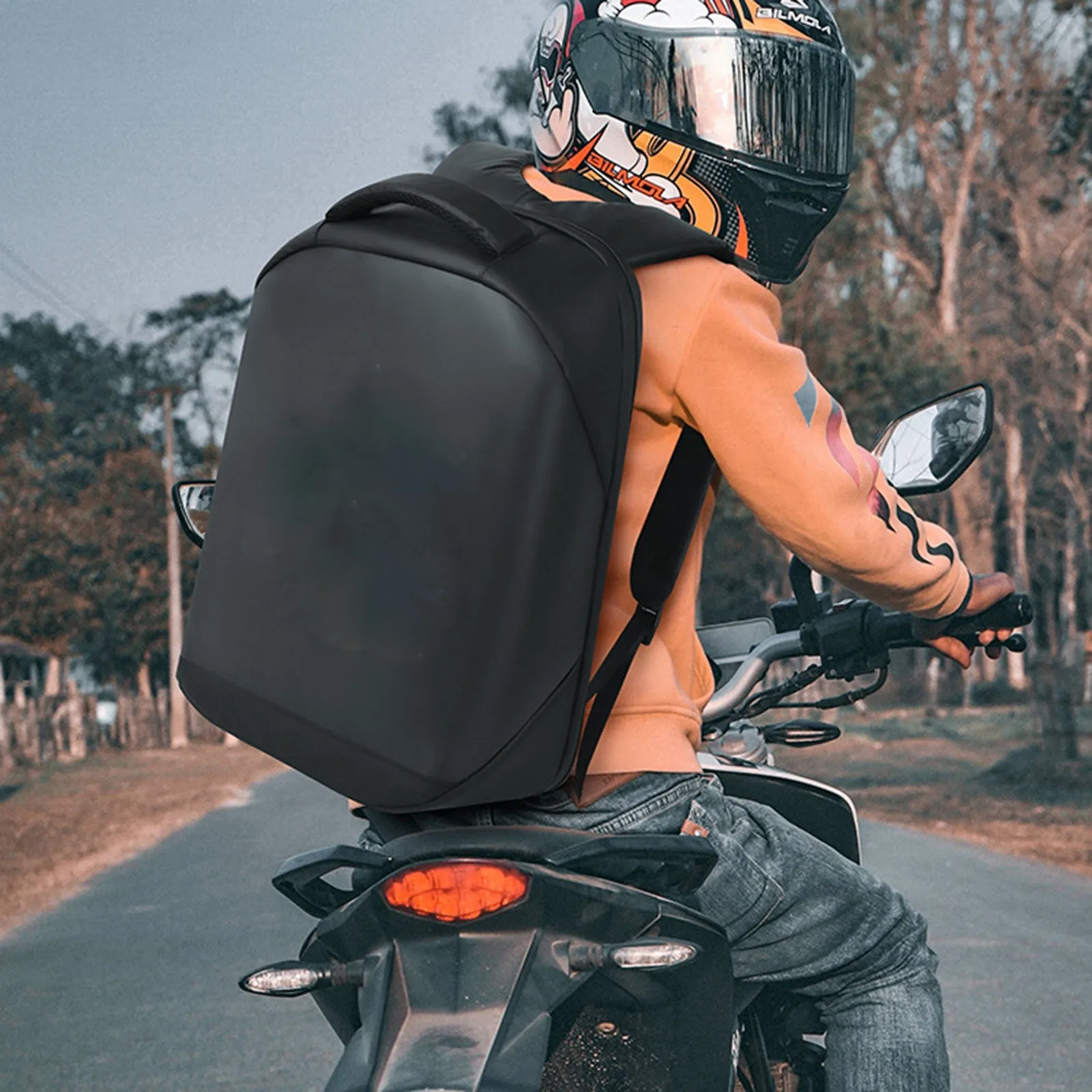

Motorcycle Backpack Led Display Screen Intelligent Advertising Business Backpack Waterproof Moto Riding Creative Luggage