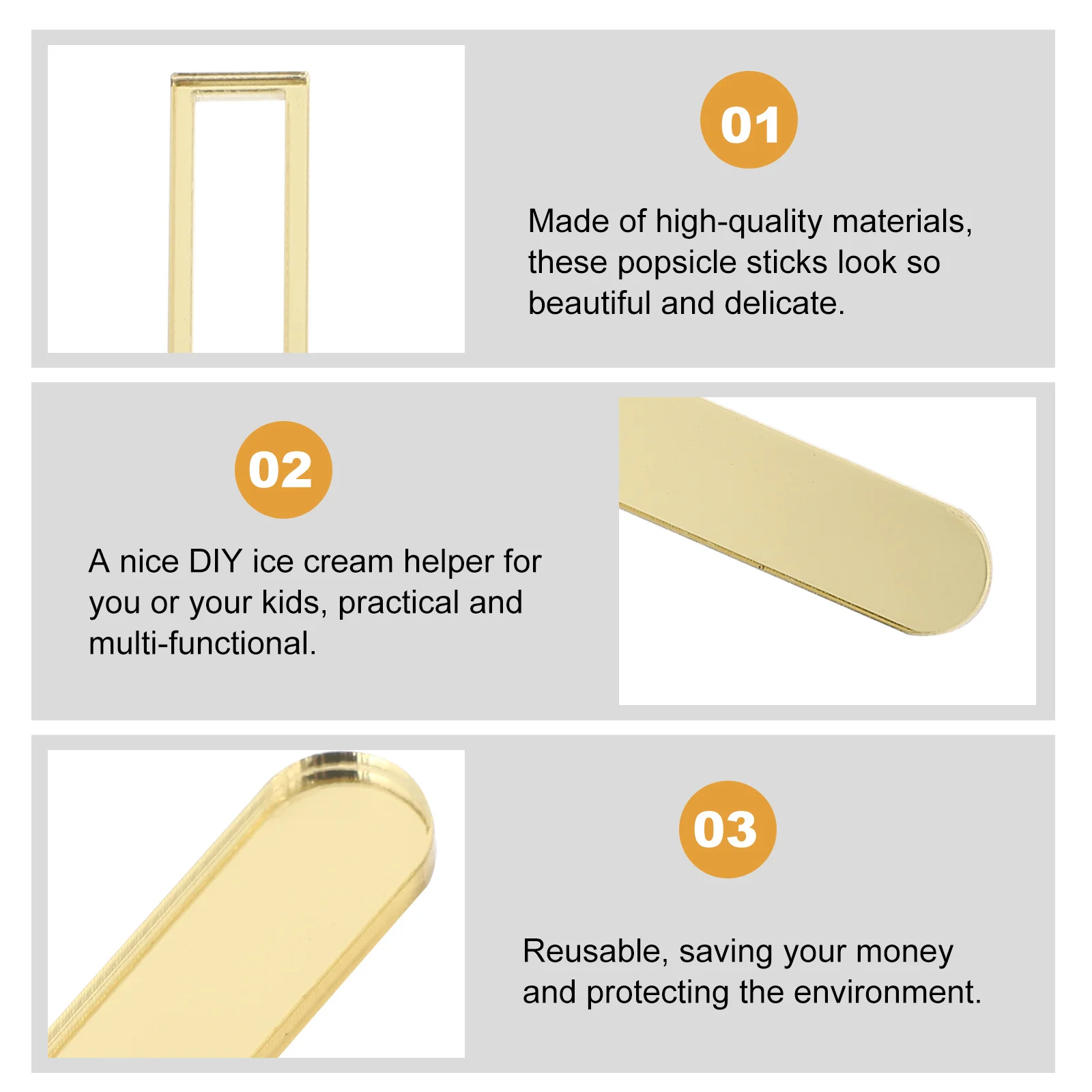 

20Pcs High-Quality Popsicle Sticks DIY Ice Cream Helper Reusable Craft Sticks for Festivals Parties Baking Decor