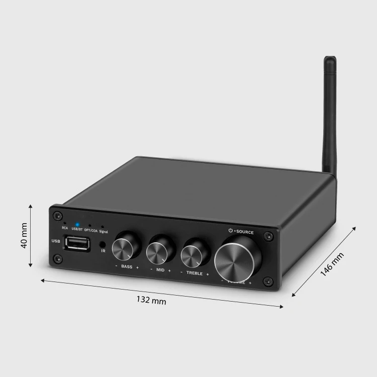 

2-Channel Class D / Digital Amp With UISB Port, Optical and Coax Audio, Each Channel 100W, Bluetooth-Compatible Audio Amplifier