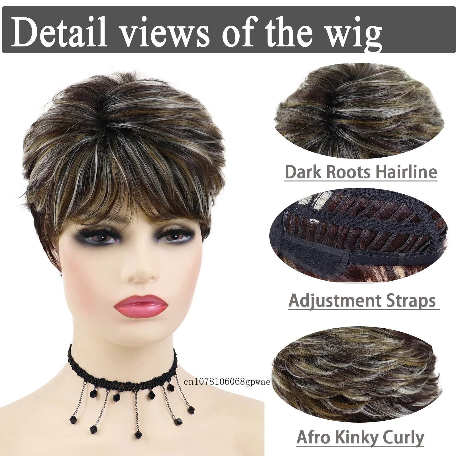 Synthetische Pixie Cut Perücke mit Pony Frauen kurze Mischung braune Perücken geschichtete Frisur tägliche Cosplay Halloween hitze beständige Faser