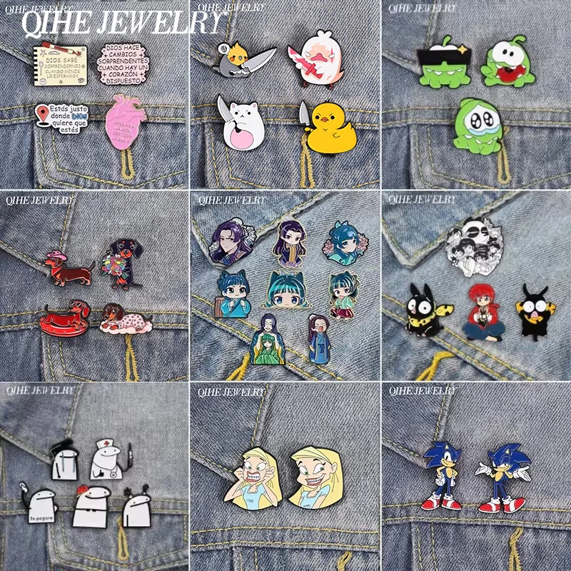 2-8 piezas/set de Pines Esmaltados de Anime Japonés Maomao, con temática de Videojuegos de Acción y Aventura, Erizo, Comedia, Chica con Braces, Bralor, Enfermera, para Broches, Insignias de Bolsa y Uso como Broches