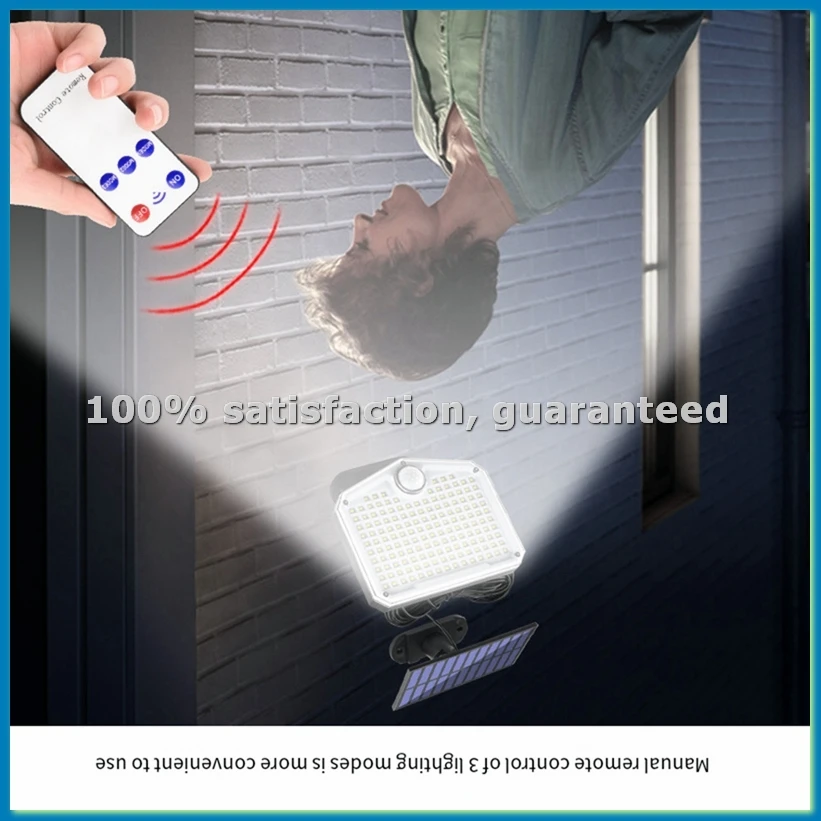 

Солнечный уличный светильник с датчиком движения, сверхъяркий, мощный светодиодный садовый настенный светильник IP44, 3 режима работы, 153 LED-ANKL