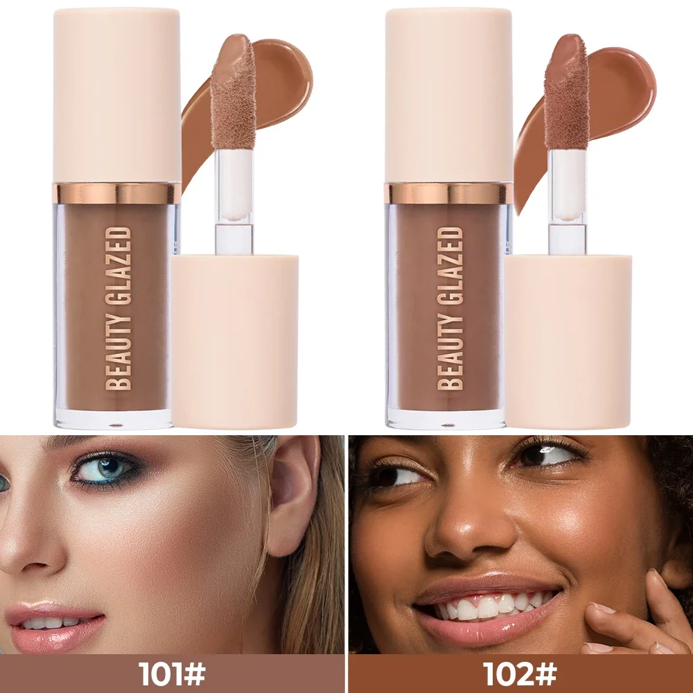 BEAUTY GLAZED 2pcs Face Makeup Set,Concealer Liquid Foundation+Cream for Contouring,Long-lasting Waterproof Matte Full Coverage