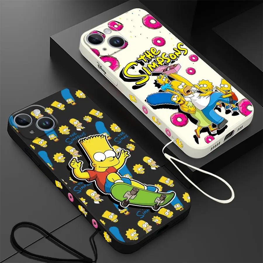 Cartoon The Simpson Phone Case for iPhone 15 16 Plus SE 12 Mini 13 Pro XS Max 8 7 11 14 ProMax XR Silicone Luxury Shell