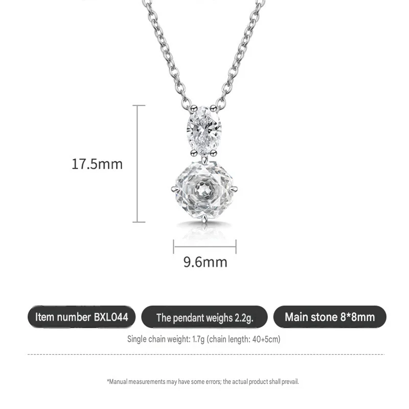 Halskette mit doppeltem CZ-Anhänger aus 925er-Sterlingsilber, achteckiger Kristall im Rosenschliff für Damen, zierliche Schlüsselbeinkette, Geburtstagsgeschenk – Detail 1