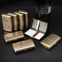 Portable Vintage Metal Brass Cigarette Case Container 12 Pcs Regular Size Cigarettes Tobacco Holder Pocket Box Storage