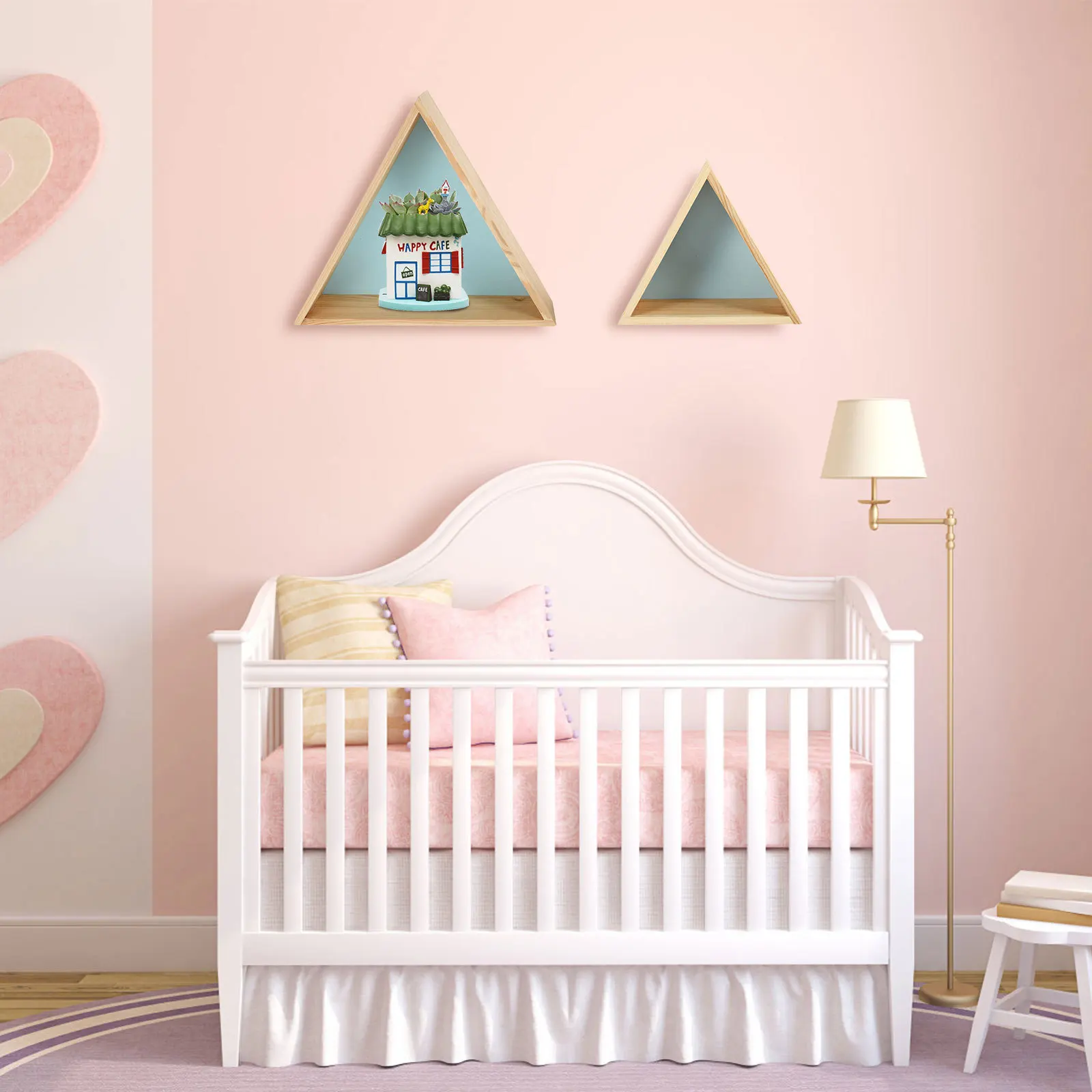 2Pcs Triangle Wall Shelf Wooden Storage Rack Stylish Home Decorative Holder Living Room Bookshelf Organizer Storage Rack