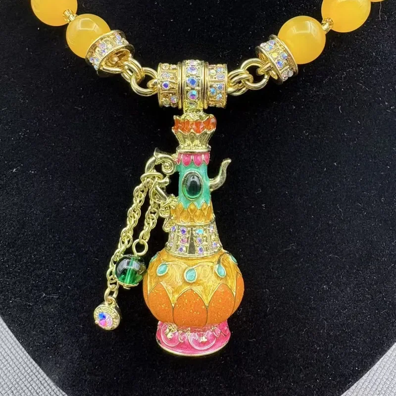 Yusheng Vintage medieval necklace European and American style fashion temperament enamel craft search banner magic lamp