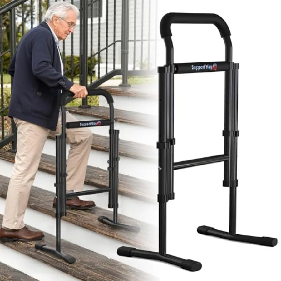 

Stair Assist Cane for Seniors 2-in-1 Standing and Lifting Aid for Couch and Chair Adjustable Height Climbing Cane with Wide Ant
