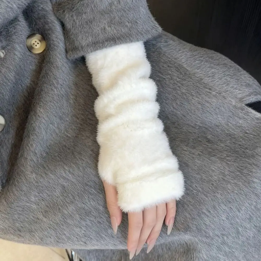 طويل واقي المعصم الكورية نمط محبوك الأكمام الدافئة ثقب Y2k قفازات صوفية مرونة الحلو الدافئة الذراع يغطي الملابس والاكسسوارات #3