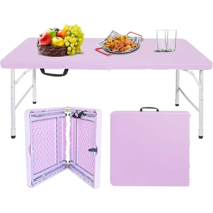 

Portable Plastic Folding Table 4ft 6ft 8ft Heavy Duty White Black Picnic Dining Table FoldinHalf for Camp Party Kitchen Indoor