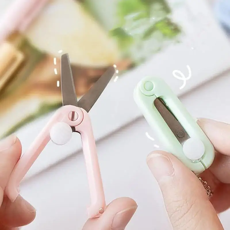 Creative Mini Portable Folding Scissors Comes With Keychain Paper-Cutting Art Tool Stationary Scissors Office School Supplies