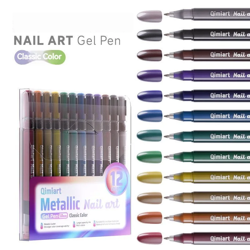12 Color Nail Art Pens 1MM Nail Acrylic Graffiti Pens Drawing Point Liner Acrylic Painted Pen Kit Waterproof and Quick-drying