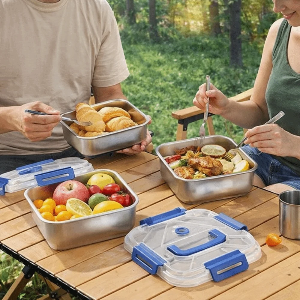 

Large Capacity Food Preservation Box Leakproof Thick Lunch Box With Lid Stainless Steel Food Storage Box Household