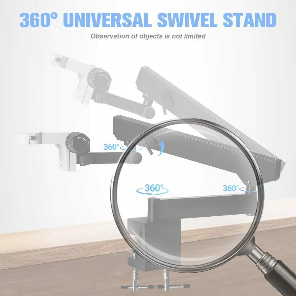 

Foldable Microscope Bracket with Table Clip Aluminum Alloy Microscope Stand Holder Adjusted Up and Down for Stereo Microscopes