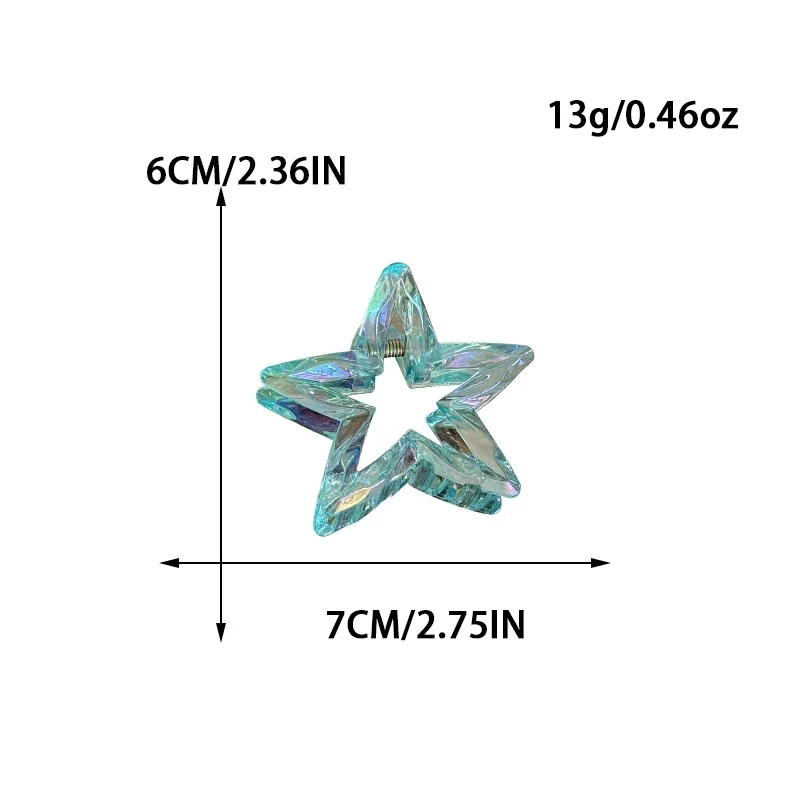 1/6 Stück ZYFHTT Transparente Fünfzackige Stern-Haarspange für Frauen Persönliche Y2K Haifischklammer Modische Mädchen-Haaraccessoires – Detail 6