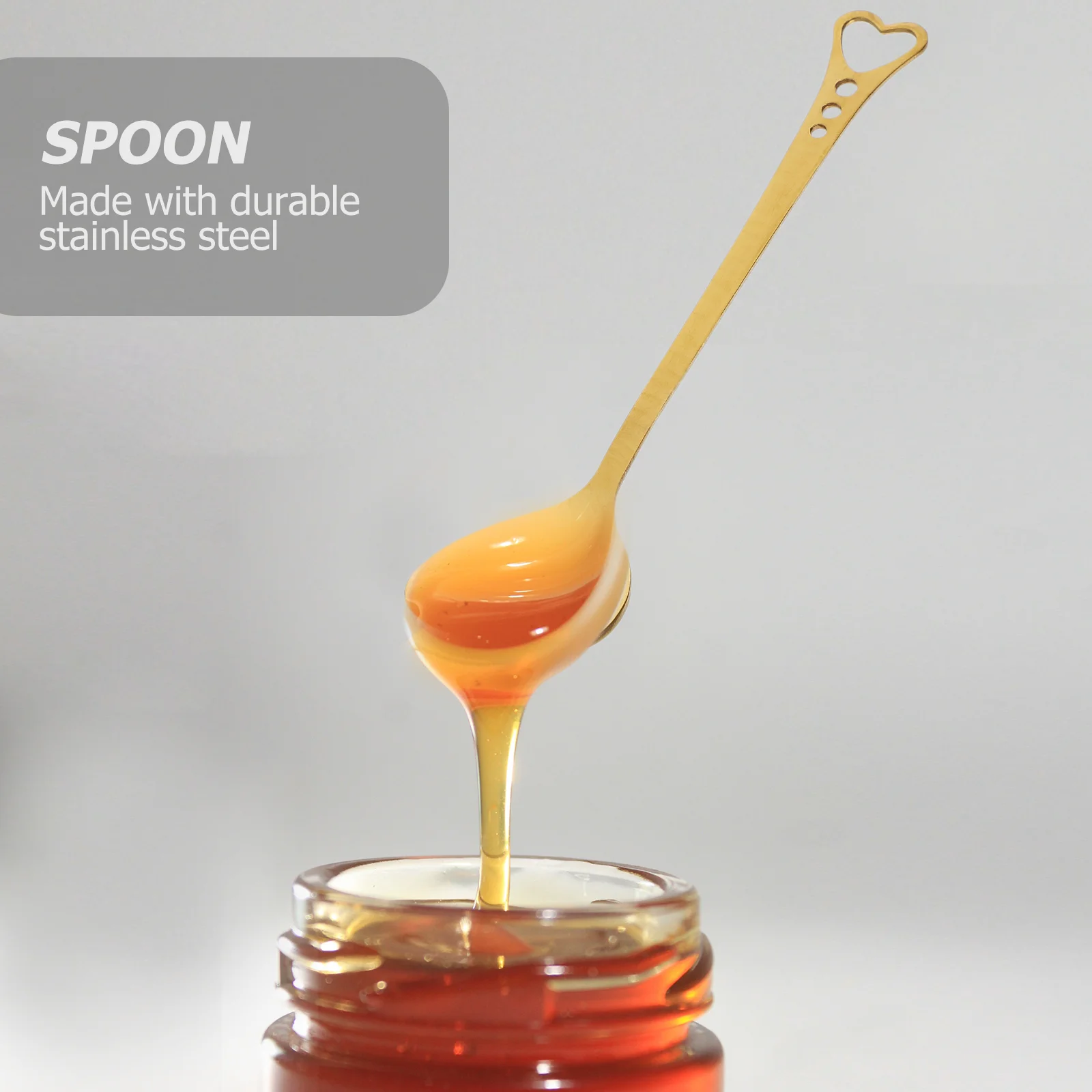 

2 Pcs Heart Shaped Spoon Stainless Steel Gold Plating Mini Dessert Serving Eco Friendly Anti Rust Thickened Design Kitchen Tool