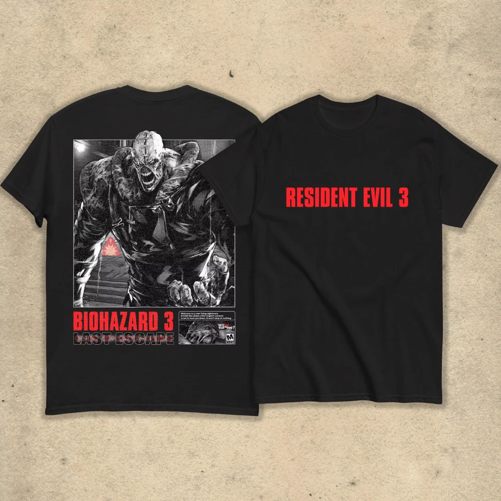 Resident Evil 3: Nemesis Horror Game Retro Pattern T-shirt, Gothic Survival Horror Casual Top  Couple Streetwear Pure Shirt