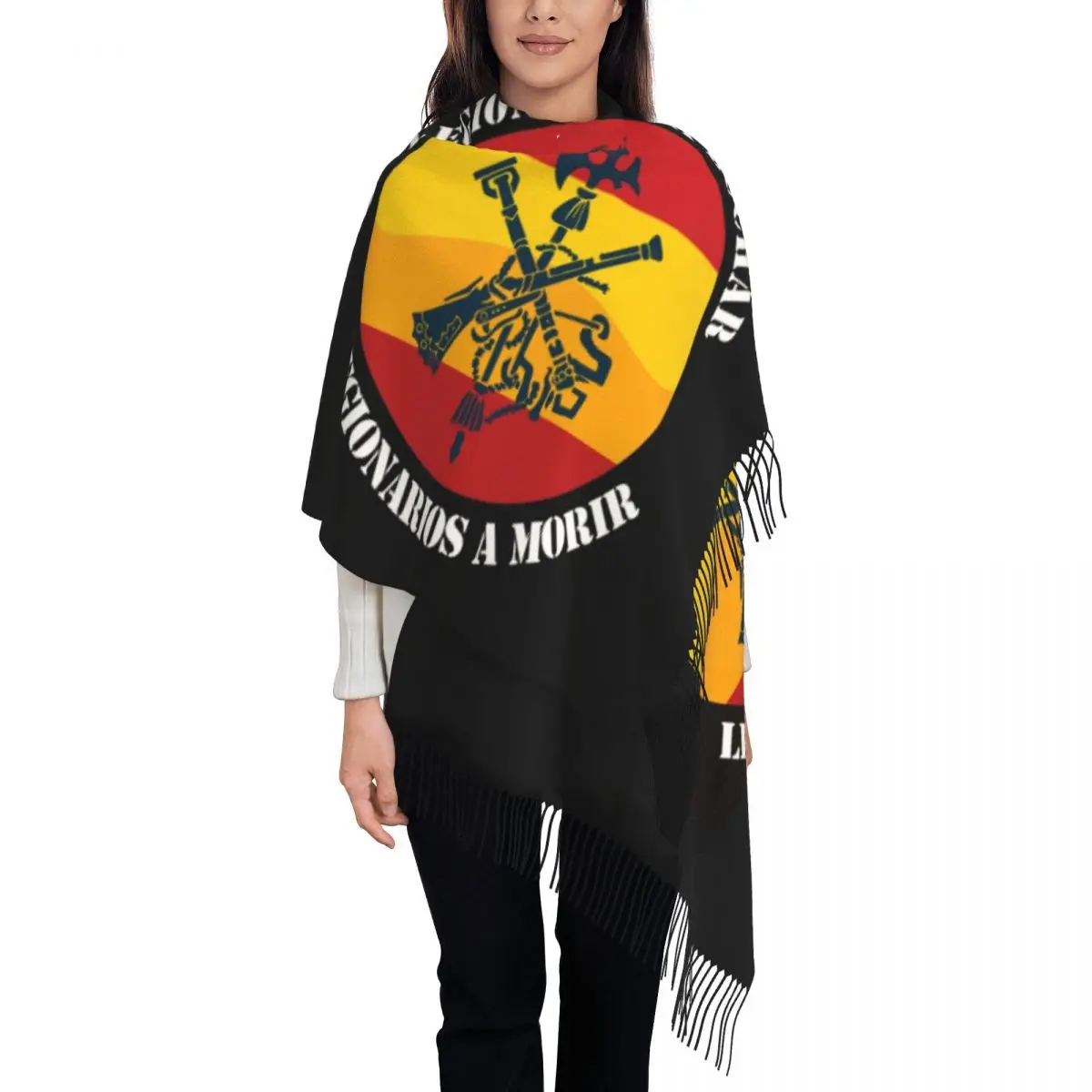 Lady Long Spanish Legion Scarves Women Winter Soft Warm Tassel Shawl Wraps Legi N Espa Ola Legionarios A Luchar Scarf