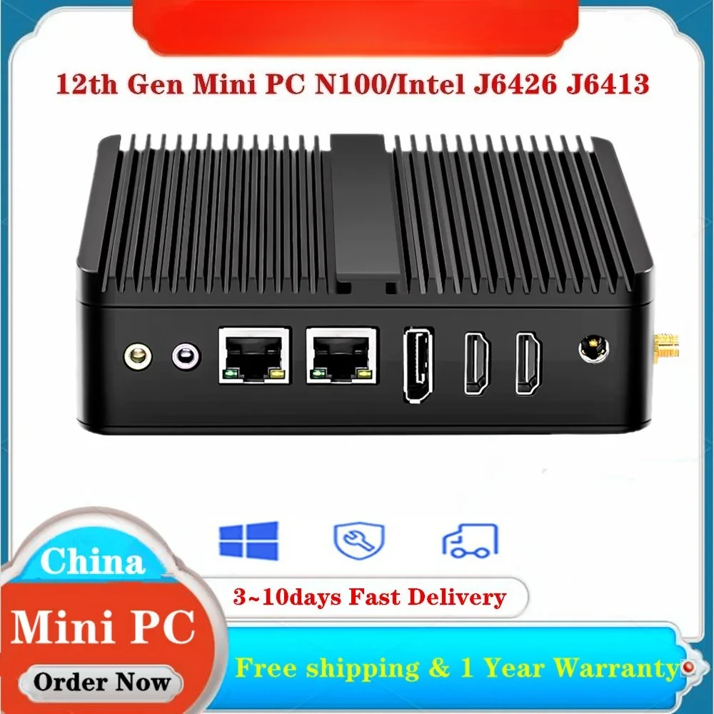 

Безвентиляторный мини-компьютер BKHD 12-го поколения Alder Lake N100 N95 Quad Core Dual LAN 2 *COM NVMe Windows 11 3x4K UHD HTPC Промышленный ПК