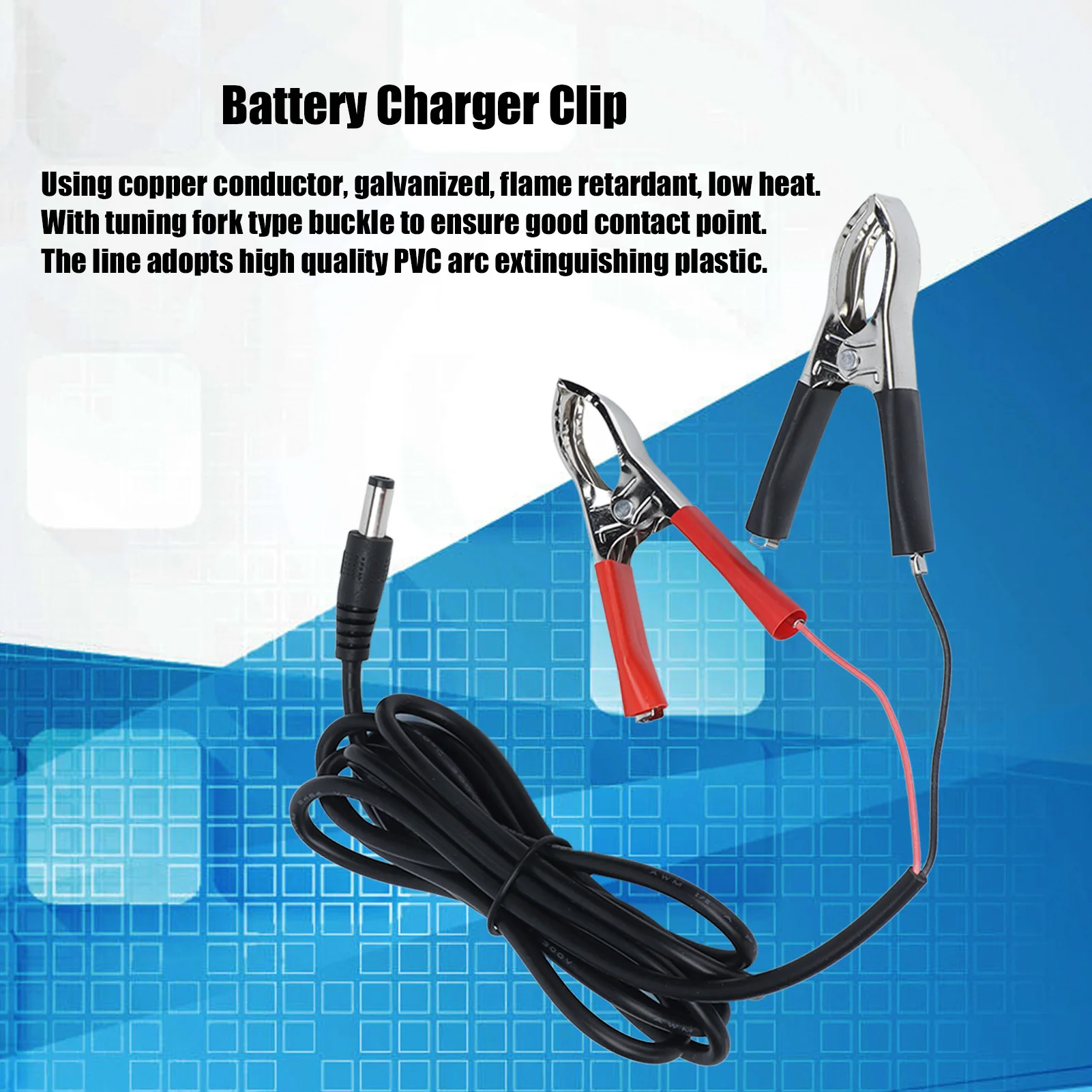 Battery Charger Cable Adapter Clamp Charging Clip Connector 1.5 Meters 12V‑24V Battery Booster Clip Accessory