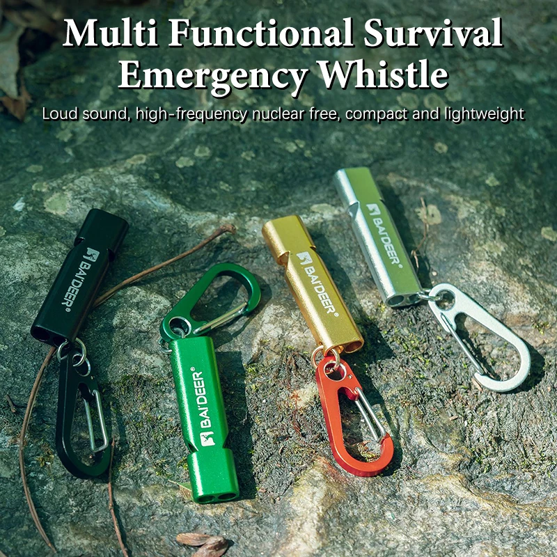 

Survival Whistle High Decibel Whistle With Rope/D Ring Double Pipe Outdoor Portable Survival Whistle Multifunction Camping Tool