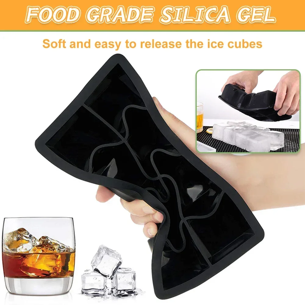 4/6/8/15 Grid Big Ice Tray Mold Large Food Grade Silicone Ice Cube Square Tray Mold DIY Ice Maker Ice Cube Tray for Kitchen Bar