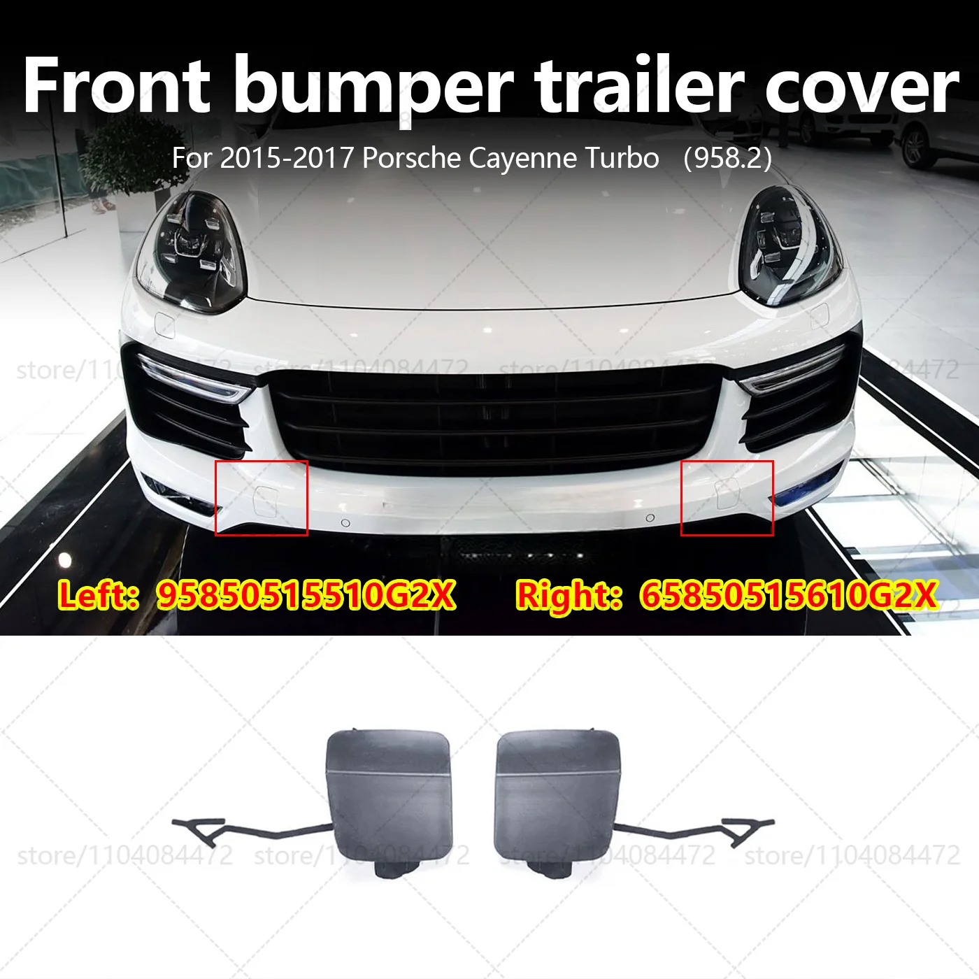 For 2015-2017 Porsche Cayenne TURBO （958.2）Front Bumper Trailer Cover OEM 95850515510G2X 95850515610G2X